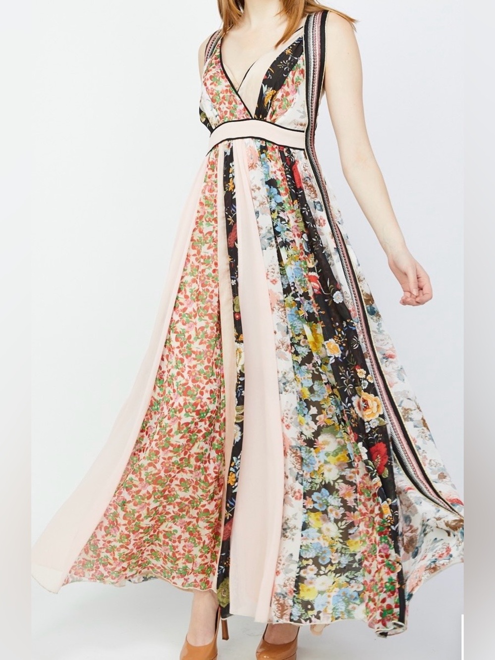 Altar’d State Mixed Floral Patchwork Maxi Dress size Small